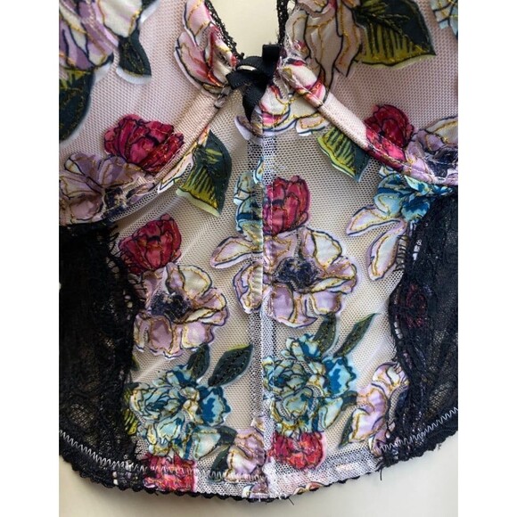 Victoria's Secret 32C Very Sexy Push-Up Bra Bustier Corset floral embroidered - Picture 7 of 10
